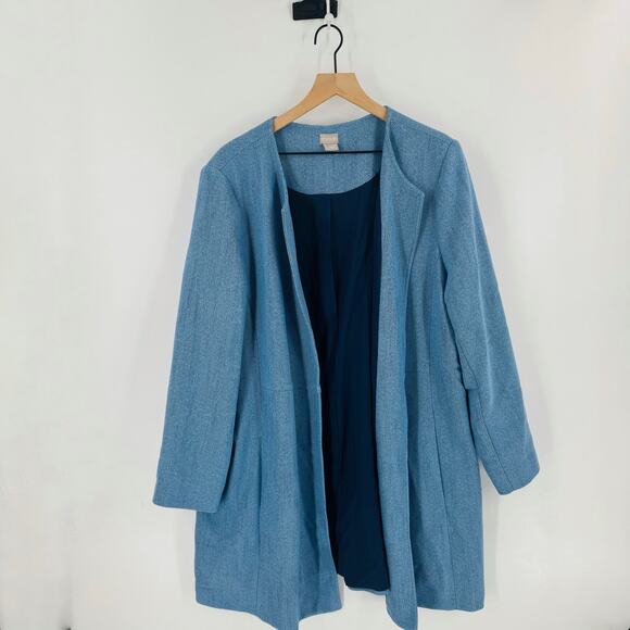 Chico’s Women’s Open Front Coat Blue Longline Blazer Lightweight Size 4 XXL - Picture 6 of 6